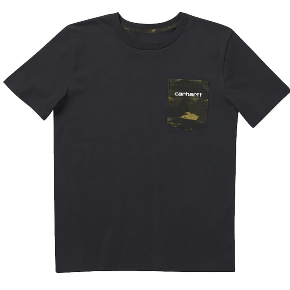 Carhartt Boys Black Tee with Camouflage Pocket